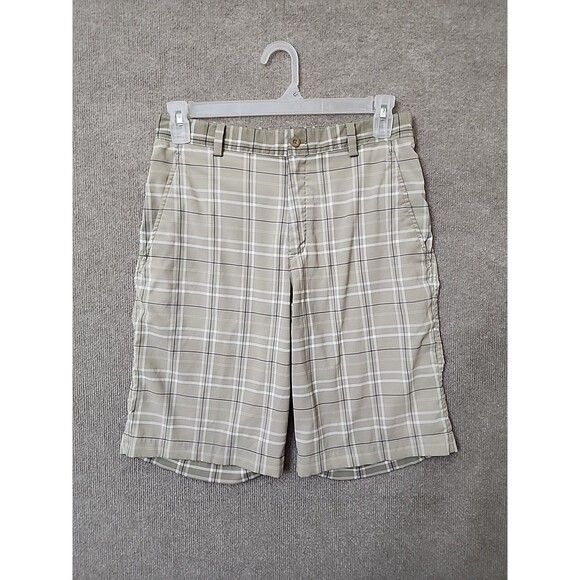 Nike Golf Shorts Mens 30 Tan Plaid Dri Fit Lightweight Performance Stretch - Picture 1 of 8